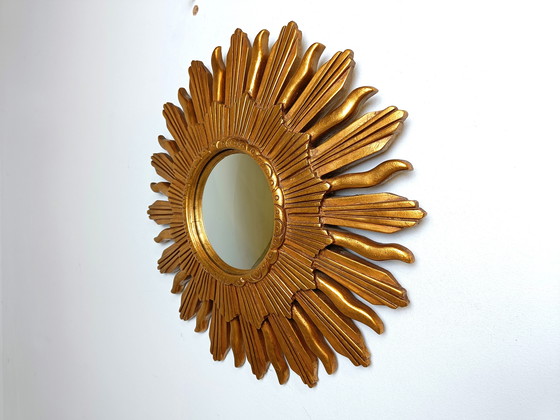 Image 1 of Vintage Golden Sunburst Mirror, 1960s