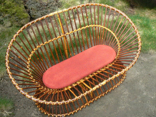 Raro sofá de dos plazas Vintage Rattan Rohé