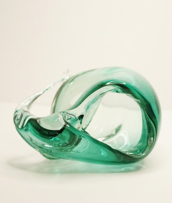 Image 1 of Prachtige smaragdgroene Murano glazen schaal