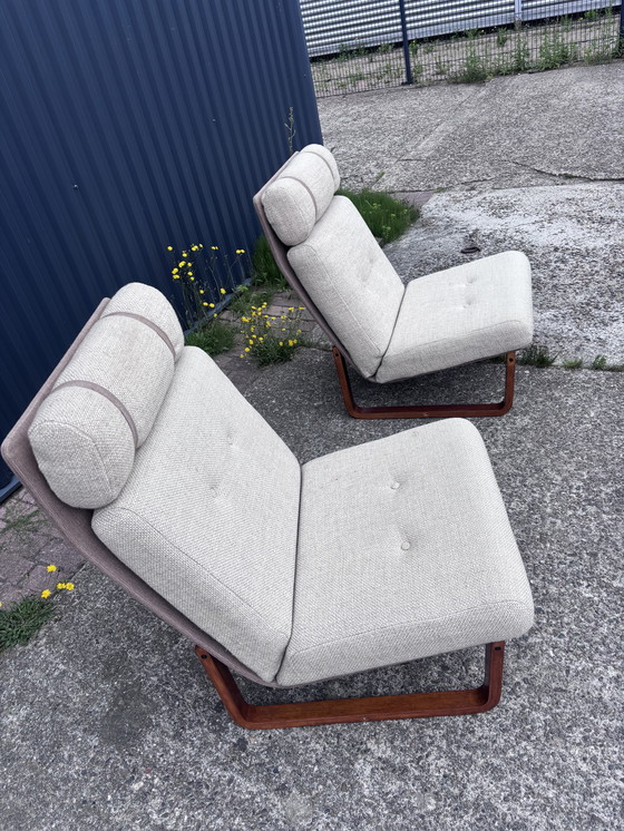 Image 1 of 2 stuks design vintage teak magnes olesen poltrona fauteuil