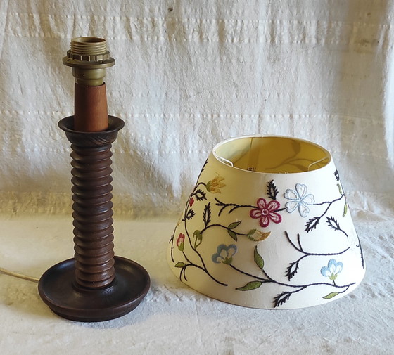 Image 1 of Turned solid wood table lamp - 1960s/70s