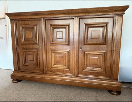 Image 1 of Armadio brutalista di metà secolo in rovere massiccio