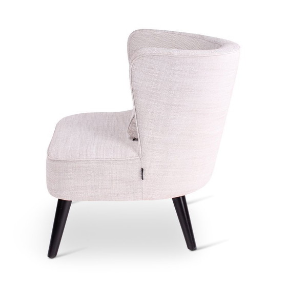 Image 1 of Lounge-Sessel mit beigefarbenem Stoffbezug und schwarzen Holzbeinen