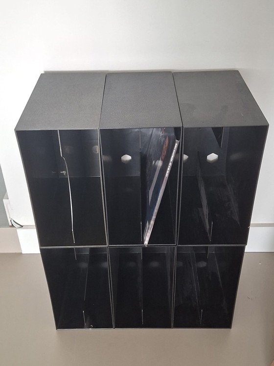 Image 1 of 6 boîtes de rangement noires pour disques vinyles