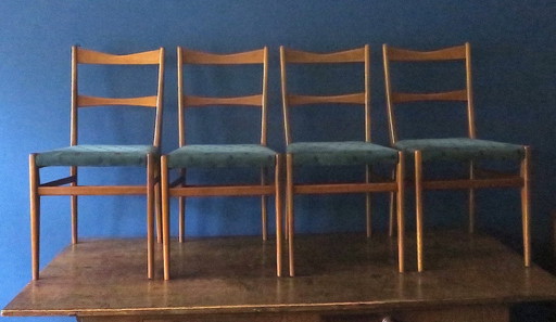 Set of 4 Mid-Century Dining Chairs with Chenille Covers, 1960s