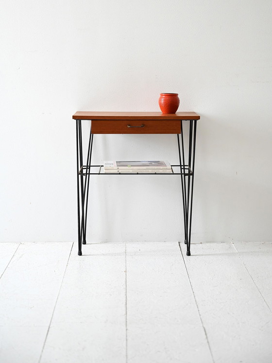 Image 1 of 1950s/60s Scandinavian teak and iron nightstand