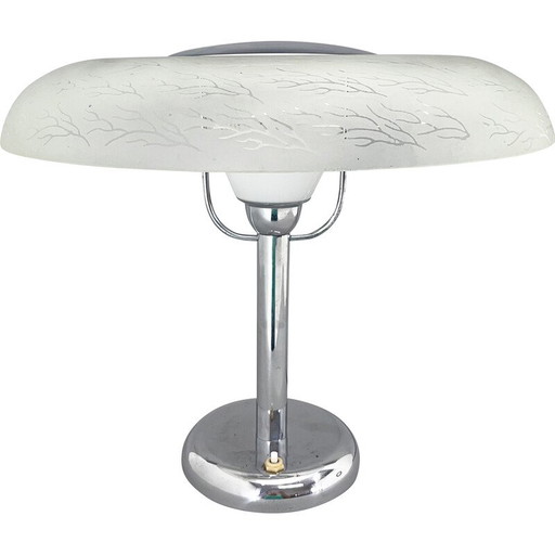Lampe de table vintage en verre et chrome, Tchécoslovaquie1930