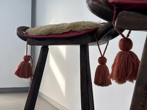 Set of 3 Vintage Brutalist Marbella Stools by Sergio Rodrigues – Barstools, Iron, Textile (photo 12 of 13)