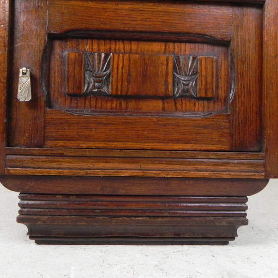 Art Deco nightstand with marble top, 1930s, Wood, Beige (photo 22 of 24)