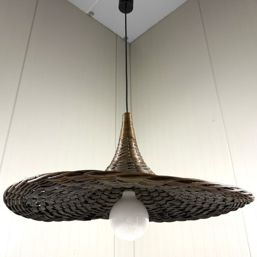 Lampada a sospensione XXL in rattan sintetico, anni '60 – hanglampen, Wicker (photo 2 of 16)