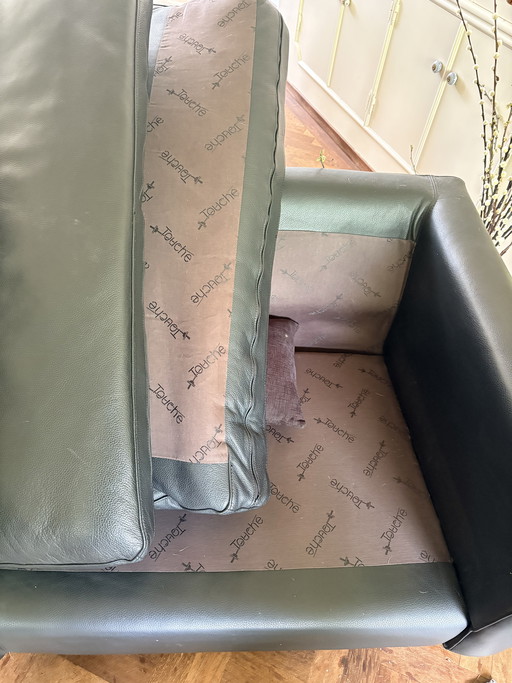 Divano angolare in pelle nera