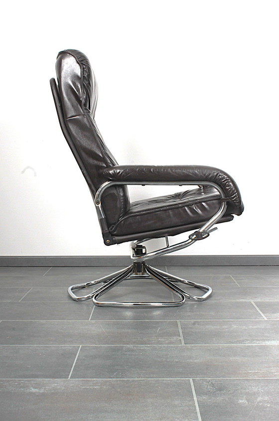 Image 1 of Sillón reclinable Unico en piel negra con pernera