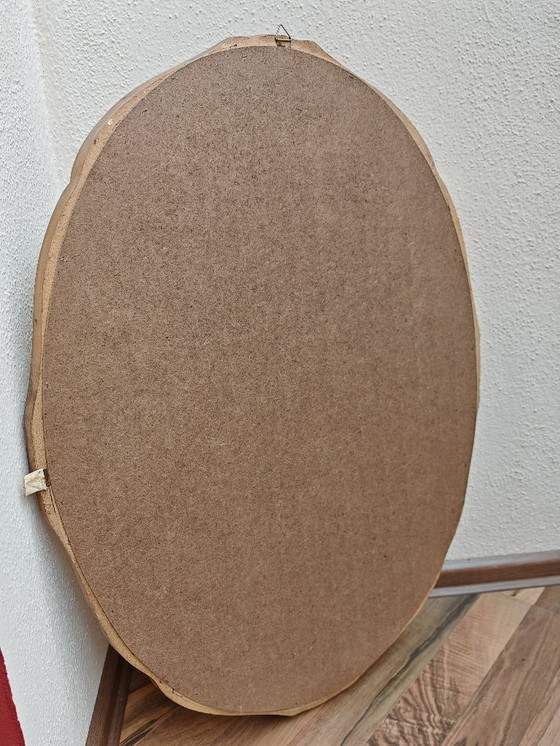 Image 1 of Oval mirror with wooden frame, white, gold from an estate