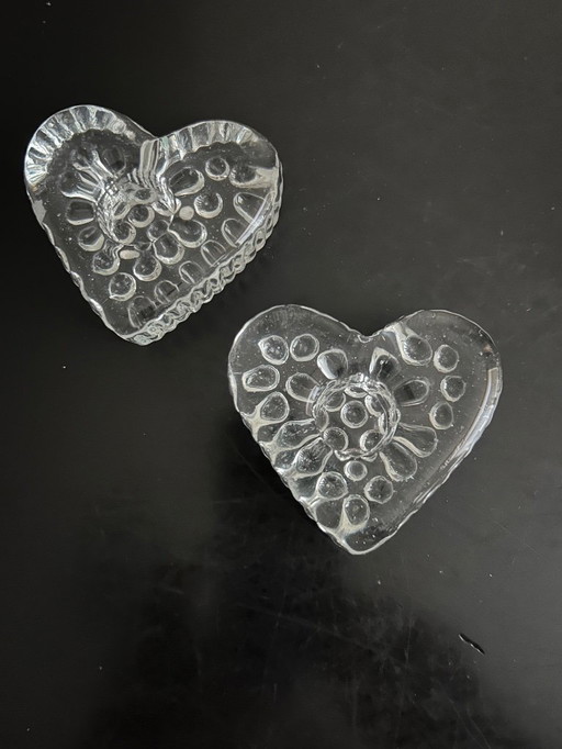 coppia di candelieri a cuore 1960