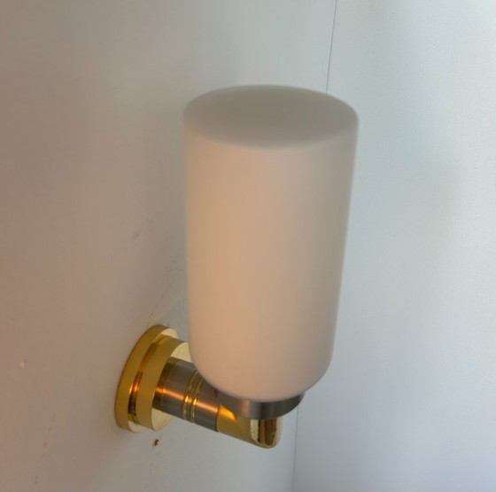 Image 1 of Coppia di applique vintage, ottone opalino e acciaio, Germania 1970