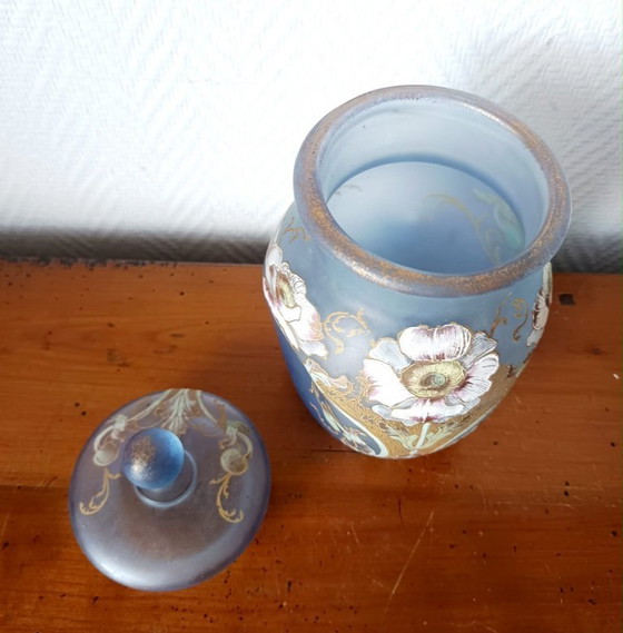 Image 1 of Art Nouveau covered vase with anemones