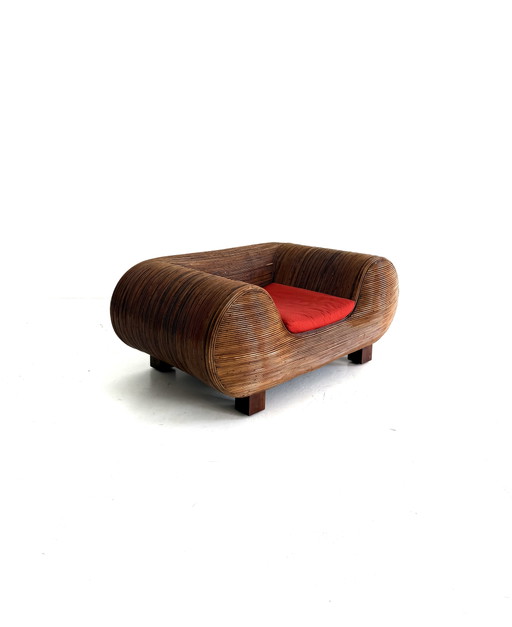 Vintage Pencil Wicker Sculptural Armchair, Italy ‘80 – fauteuils, Wood