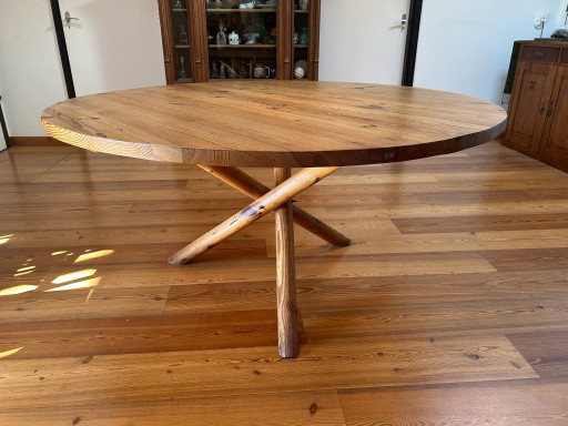 Grande table ronde de style scandinave (Ø150 - Ø188) - Brutalisme des années 70