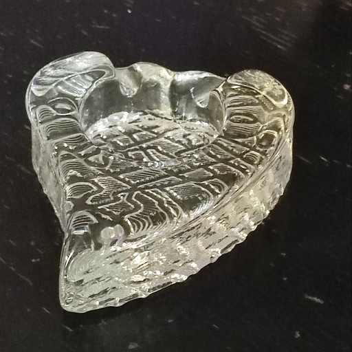 Vintage thick glass ashtray, Scandinavian design, 1960s-70s