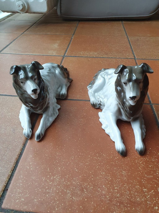 Zwei Bordercollies-Figuren 10x23cm