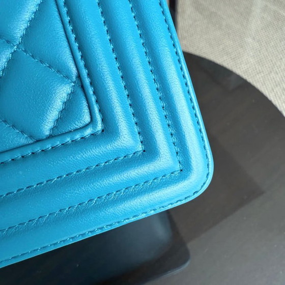 Image 1 of Chanel Boy Medium - 25CM Quilted Lambskin Blue Silver Hardware Series 19