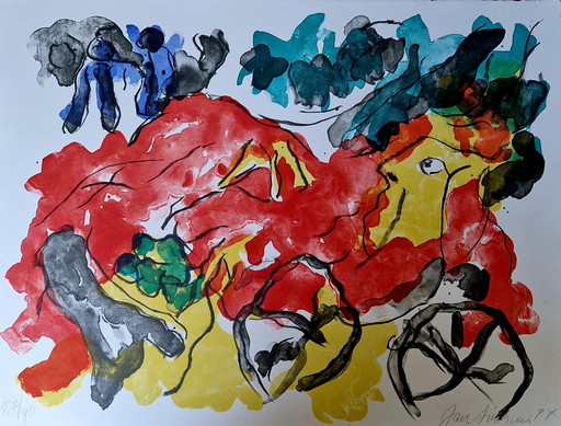 Litho Jan Sierhuis - La femme à cheval