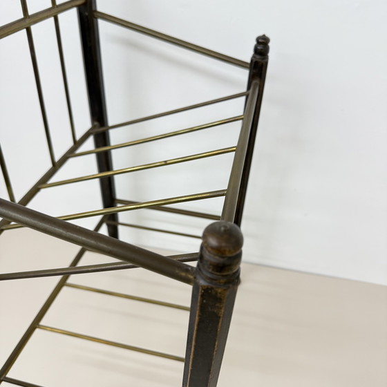 Image 1 of Vintage Wooden Magazine Rack with Brass Details, 1950's