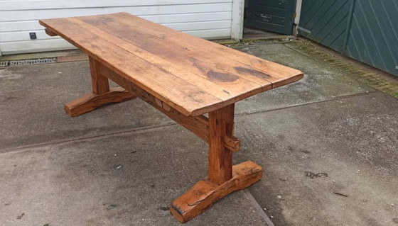 Image 1 of Antique rustic solid oak large dining table