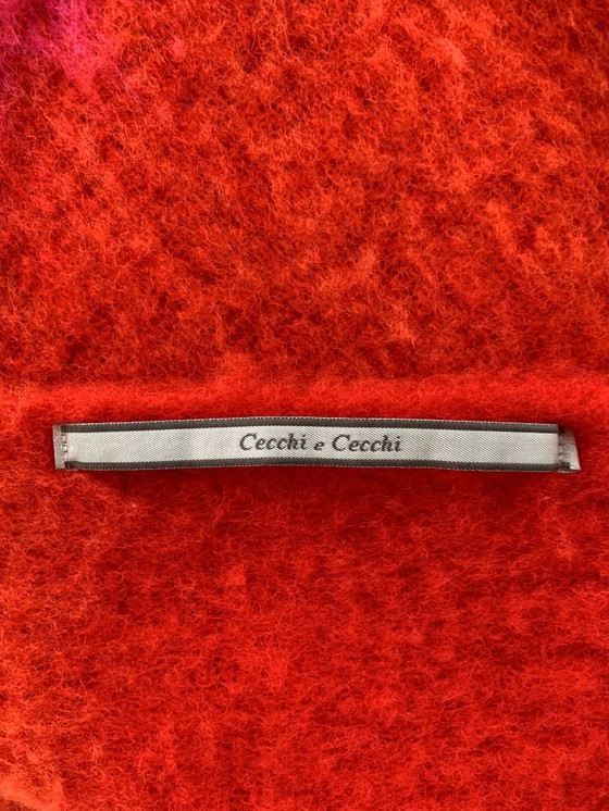 Image 1 of Luxurious Cecchi e Cecchi plaid/blanket – red-orange striped