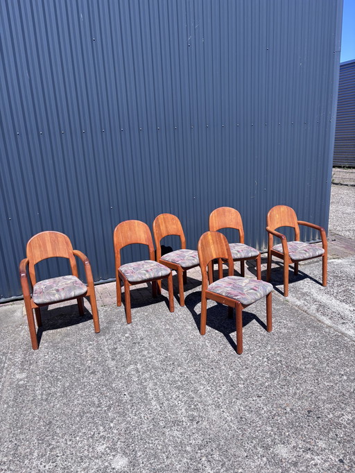 6 x table vintage dyrlund eetkamerstoelen stoel