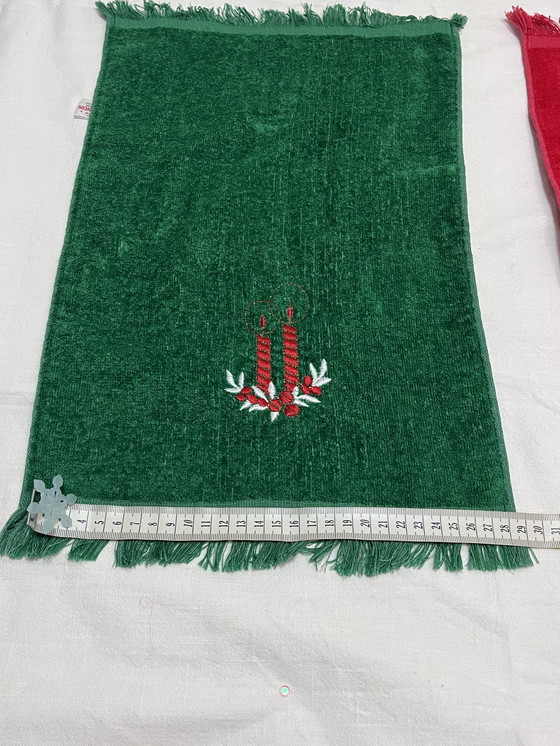 Image 1 of 2x asciugamani per ospiti Vintage Cannon Natale (prodotti negli USA)