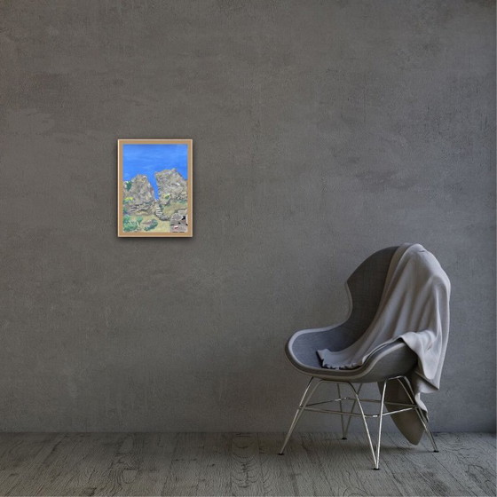 Image 1 of Gouache op natuurlijk papier.  Bocca d'Usciolu - Corsica Formaat 40x30cm