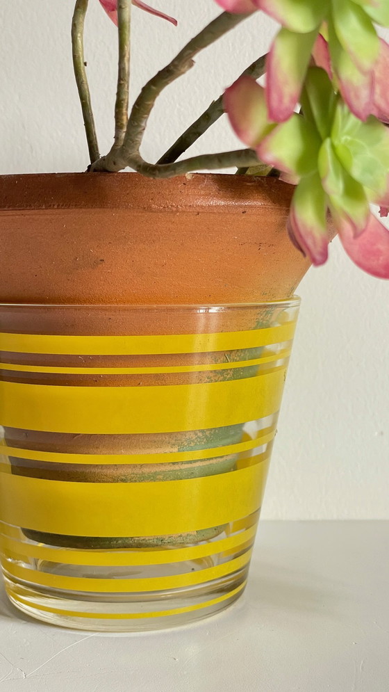 Image 1 of Pair of vintage screen-printed glass planters