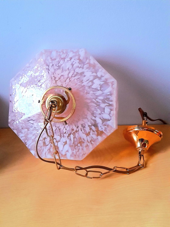 Image 1 of Lámpara colgante Art Déco en cristal Clichy rosa