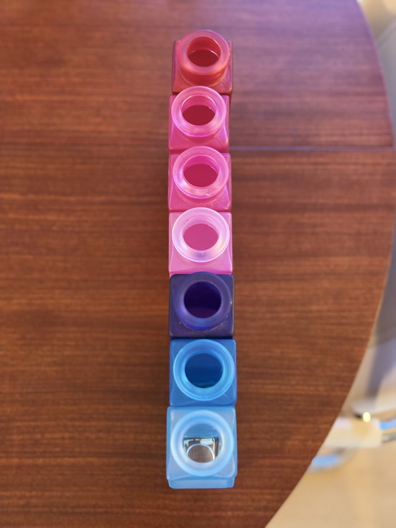 Image 1 of Set of 7 vintage IKEA Skamt Squiggle Zigzag Vases 90s design