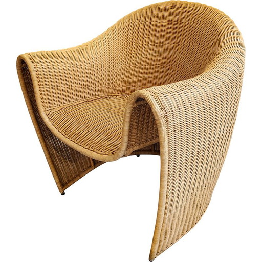 Sillón vintage de ratán "King Tubby" de Miki Astori para Driade, 1995