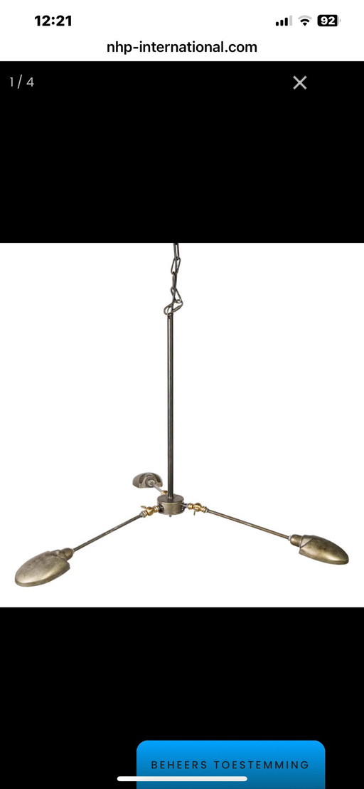 Plafondlamp Industriële PTMD - Gris/Brons - Verstelbaar