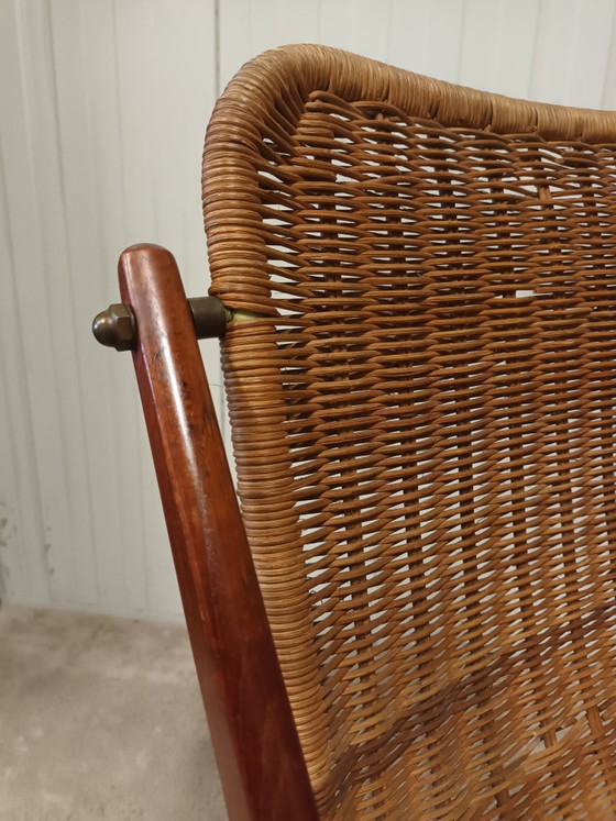 Mid-century stoel teak & rotan, Kuipstoelen, Hout, Bruin (foto 6 van 11)