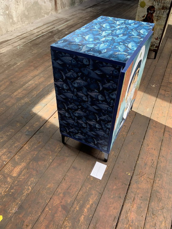 Image 1 of Vintage cabinet upcycled with art prints by Sailor