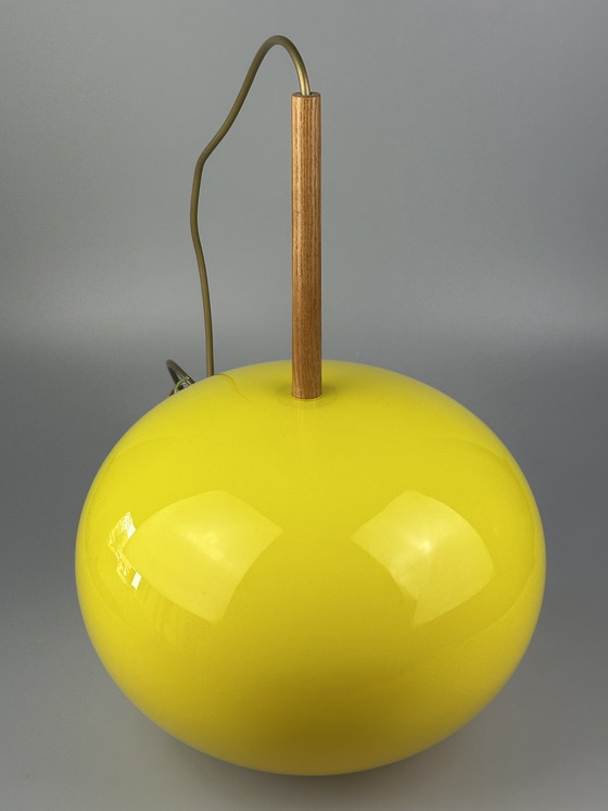 Image 1 of Lampada da soffitto in teak degli anni '60/'70 di Uno &amp; Östen Kristiansson per Luxus Sweden