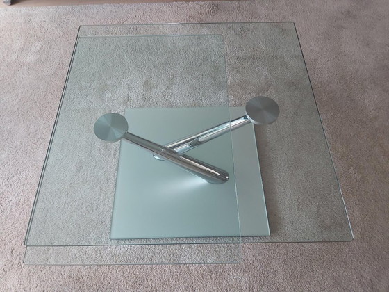 Orig. Cassius glazen salontafel ('telescoop'), Transparant (foto 2 van 5)