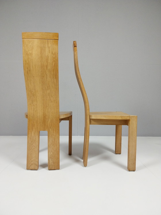 Image 1 of 8 x Vintage Oak Dining Chairs by Van Den Berghe Pauvers