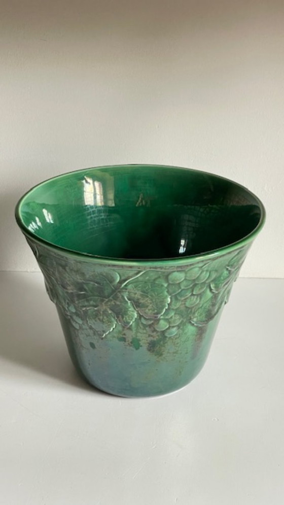 Image 1 of Cache-POT Barbotine GIEN France Vintage