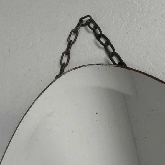 Image 1 of Art Deco mirror with faceted glass in steel frame, 1930s