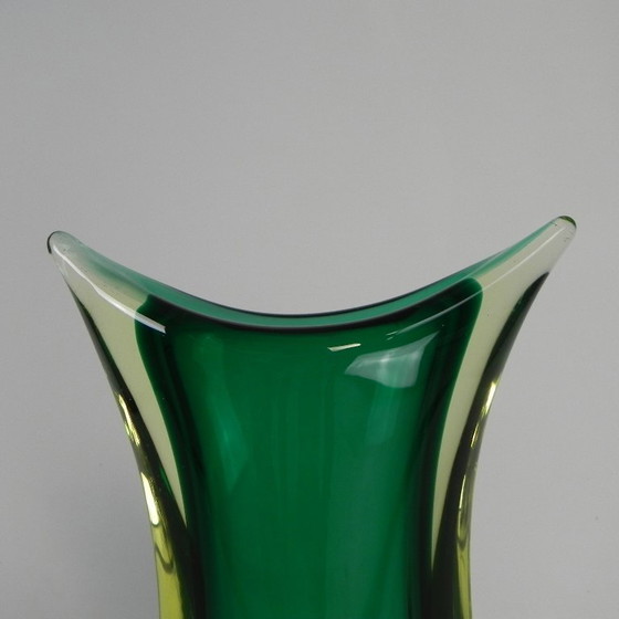 Murano Sommerso Vase in Green and Yellow-Amber Glass, 1960s – Vintage (photo 9 of 14)