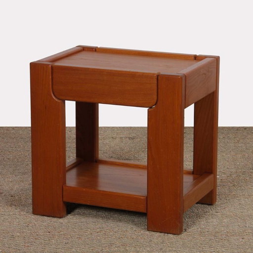 Table de chevet vintage en orme massif, 1980