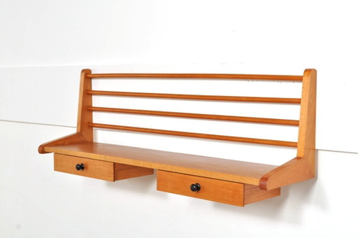 Vintage Mid-Century Beukenhouten Wandrek, 1950s