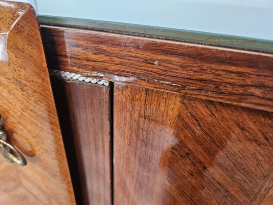 Image 1 of Mahogany-clad sideboard with glass top