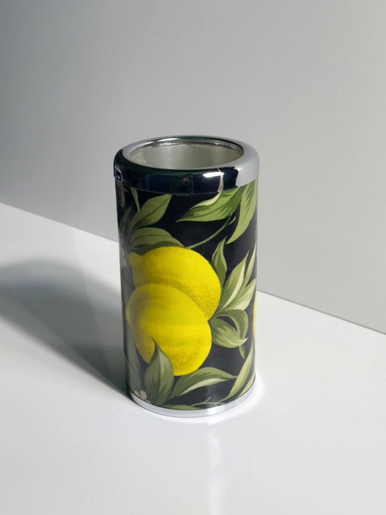 Image 1 of Vintage Italian bottle cooler, champagne cooler, lemon Dolce Vita 80s lime