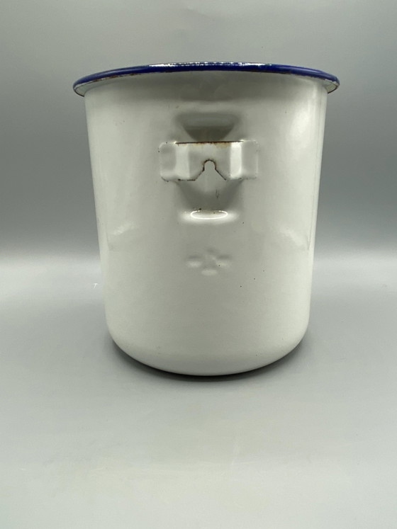 Antique White and Blue Enameled Sheet Metal Hygiene Wall Fountain – 18 cm – Decorative Objects (photo 6 of 6)